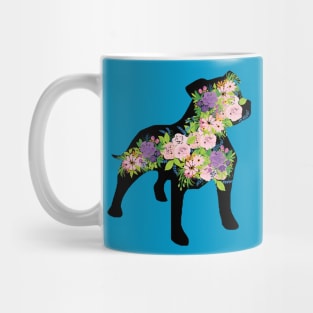 Floral Staffordshire Bull Terrier Silhouette Mug